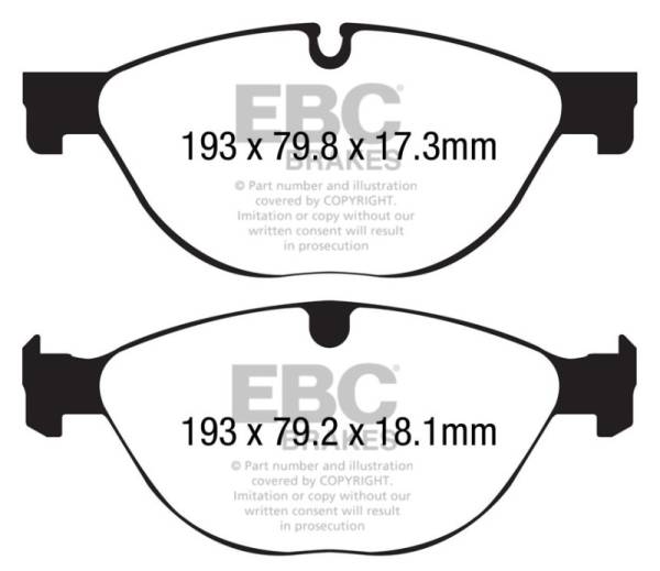 EBC - EBC 13+ Jaguar F-Type (Cast Iron Only) 3.0 Supercharged (380) Perf Pkg Yellowstuff Front Brake Pads