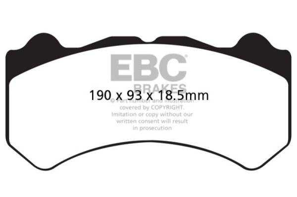 EBC - EBC 08-11 Nissan GT-R (R35) 3.8 Twin Turbo (Cast Iron Rotors) Bluestuff Front Brake Pads