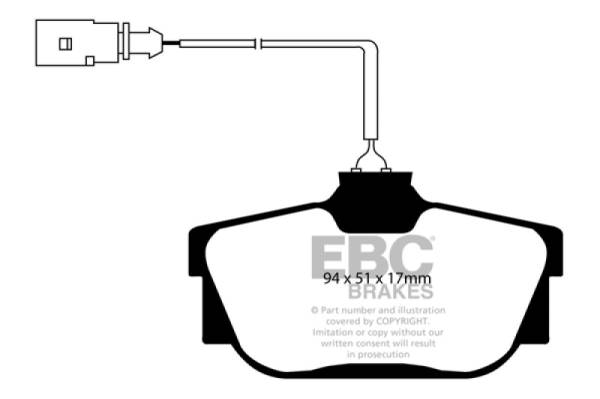 EBC - EBC 00 Volkswagen Eurovan 2.8 (ATE) with Wear Leads Greenstuff Rear Brake Pads