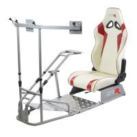 GTR Simulator - GTR Simulator GTSF Model Racing Simulator with Gear Shifter & Steering Mounts, Monitor Mount and Real Racing Seat White with Red - Image 153