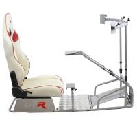 GTR Simulator - GTR Simulator GTSF Model Racing Simulator with Gear Shifter & Steering Mounts, Monitor Mount and Real Racing Seat White with Red - Image 149