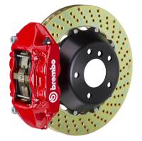 Brembo 03-09 Range Rover Rear GT BBK 4 Piston Cast 380x28 2pc Rotor Drilled-Red - 2P1.9002A2