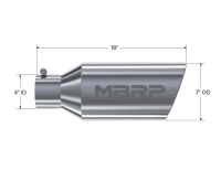 MBRP - MBRP Universal Tip 7inch O.D. Rolled End 4inch inlet 18inch length - T304 (SINGLE TIP) - T5126 - Image 4