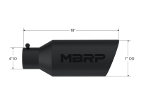 MBRP - MBRP Universal Exhaust Tip 7in O.D. Rolled End 4in Inlet 18in Length - Black - T5126BLK - Image 4