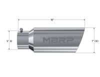 MBRP - MBRP Universal Tip 7in O.D. Rolled End 5in inlet 18in length - T304 (SINGLE TIP) - T5127 - Image 4