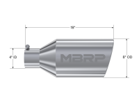 MBRP - MBRP Universal Tip 8in O.D. Rolled End 4in inlet 18in length T304 - T5128 - Image 4