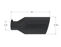 MBRP - MBRP Universal Tip 8in O.D. Rolled End 4in inlet 18in length Black - T5128BLK - Image 4