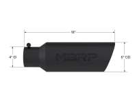 MBRP - MBRP Universal Tip 6in OD Rolled End 4in Inlet 18in L Black Coated Exhaust Tip - T5130BLK - Image 4