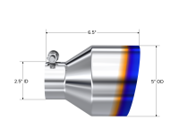 MBRP - MBRP Univ. T304 Stainless Steel Burnt End Tip 2.5in ID / 5in OD / 6.5in Length Angle Cut Single Wall - T5190BE - Image 2