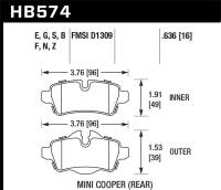 Hawk Performance Blue 9012 Disc Brake Pad - HB574E.636