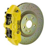 Brembo 05-14 Mustang GT Excl non-ABS Equipped Fr GT BBK 6Pist Cast 355x32 1pc Rtr Drill-Yellow - 1M4.8001A5