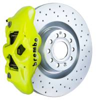 Brembo 07-15 TT 2.0T/3.2L/09-15 TTS Front GT BBK 4 Pist Cast 345x30 1pc Rotor Drilled- Fluo. Yellow - 1S4.8001A7