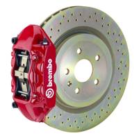 Brembo 10-15 Camaro V6 Rear GT BBK 4 Piston Cast 365x28 1pc Rotor Drilled-Red - 2P4.8001A2