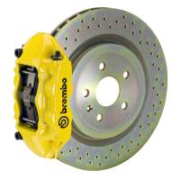 Brembo 10-15 Camaro V6 Rear GT BBK 4 Piston Cast 365x28 1pc Rotor Drilled- Yellow - 2P4.8001A5