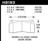 Hawk Performance - Hawk 03-06/08-09 Dodge Viper / 88-92 Ferrari F40 / 95-97 F50 DTC-60 Race Brembo Brake Pads - Image 1