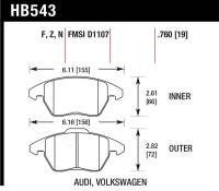 Hawk Performance - Hawk Audi A3 Quattro / VW EOS / Golf / Jetta / Passat / Rabbit HPS Front Brake Pads - Image 2