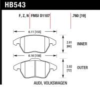 Hawk Audi A3 Quattro / VW EOS / Golf / Jetta / Passat / Rabbit Performance Ceramic Front Brake Pads - HB543Z.760