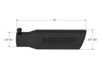 MBRP - MBRP Universal Tip 3in O.D. Angled Rolled End 2 inlet 12 length - Black Finish - Image 3