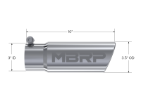 MBRP - MBRP Universal Tip 3in O.D. Angled Rolled End 3 inlet 10 length - Image 3