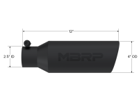 MBRP - MBRP Universal Tip 4in O.D. Angled Rolled End 2.5in inlet 12in length Black - Image 3