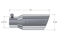 MBRP - MBRP Universal Tip 4in OD 2.75in Inlet 10in Length Angled Rolled End T304 - Image 3