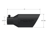 MBRP - MBRP Universal Dual Wall Angle Rolled End Tip 4-1/2in OD / 2-1/2in Inlet / 11in Length - Black - Image 3