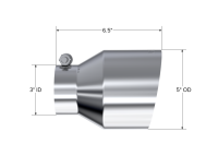 MBRP - MBRP Universal T304 Stainless Steel Tip, 3in ID / 5in OD Out / 6.5in Length / Angle Cut  Single Wall - Image 2