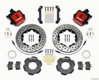 Wilwood Combination Parking Brake Rear Kit 11.00in Drilled Red 2012 Fiat 500 w/ Lines