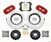 Wilwood AERO6 Front Hat Kit 15.00 Drilled Red 2007-2011 BMW E90 Series w/Lines