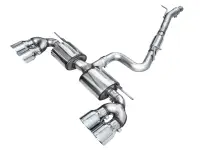 AWE MK8 Volkswagen Golf R 3in Touring Edition Quad Exhaust - Chrome Silver Tips - 3015-42658